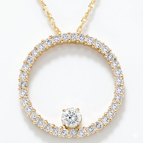 1 1/2ct Circle Of Life Diamond Pendant 14K Yellow Gold (G-H, I1)