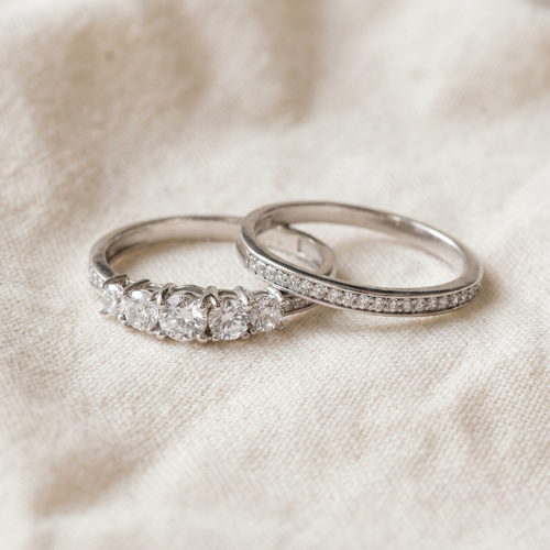 5/8 Ct Vintage Diamond Engagement Wedding Ring Set 10k White Gold (H-I, I1)