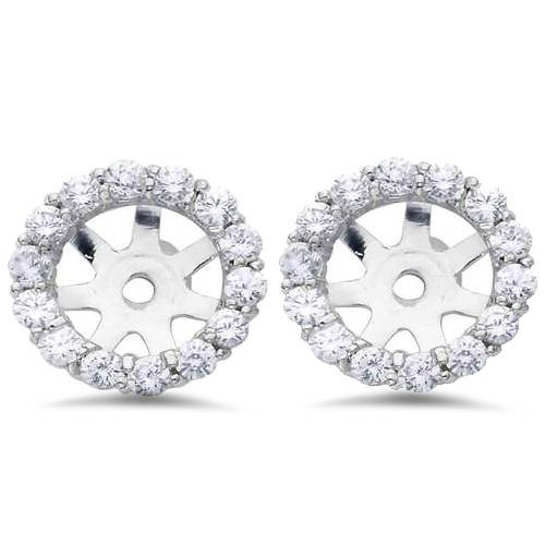 7/8ct Diamond Halo Stud Earring Jackets Solid 14K White Gold (6-6.7mm) (G-H, SI)