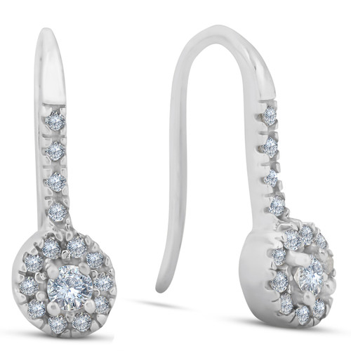 1/4ct Diamond Drop Earrings 14K White Gold (H-I, I2-I3)