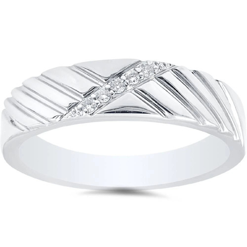 Mens Diamond 14K White Gold Wedding Ring (G-H, I1)