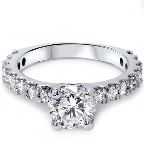 1 1/2ct Round Lab Grown Diamond Engagement Ring 14K Solitaire White Gold (G-H, VS)