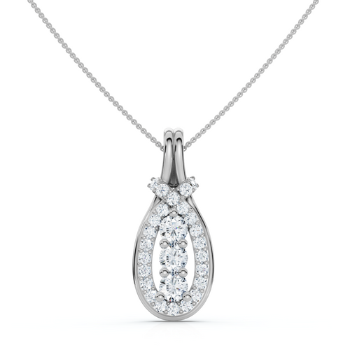 1/2ct Love Knot Diamond Three Stone White Gold Pendant (G-H, VS)