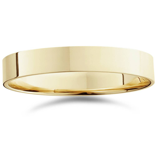 4mm Flat High Polished Wedding Band 10K Yellow Gold