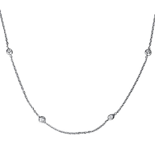 1ct Diamonds Bezel Station 18" 14K White Gold Womens Necklace (G-H, I1)