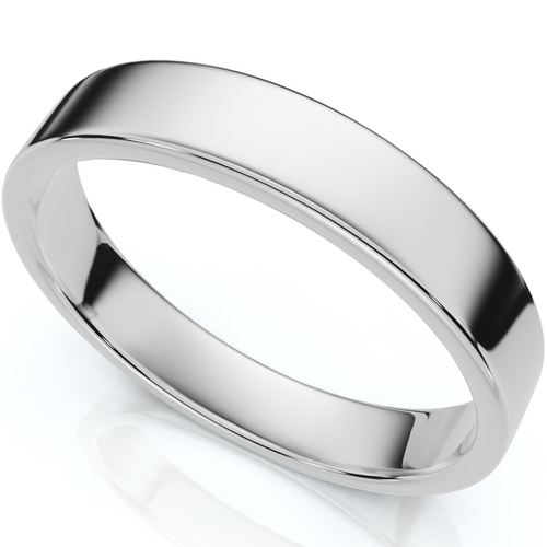 4mm Flat 950 Platinum Comfort Fit Wedding Band