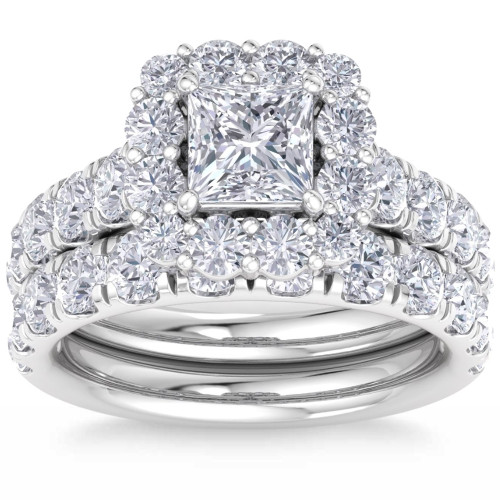 5Ct Princess Cut Diamond Engagement Matching Wedding Ring Set 10k Gold Lab Grown (F-G, VS2-SI1)