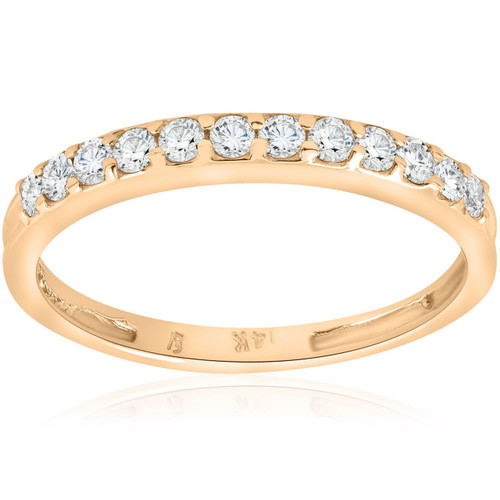 1/2ct Diamond Wedding Ring 14K Yellow Gold Womens Stackable Band Jewelry Round (G-H, I1)