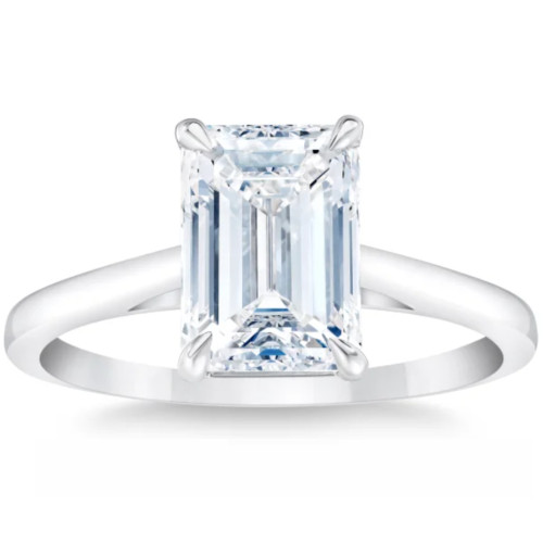 2Ct 14k White Gold Emerald Cut Solitaire Lab Grown Diamond Engagement Ring (G-H, VS)