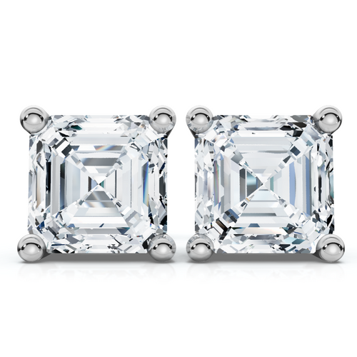 Certified 3Ct Asscher Cut Diamond Studs 14k White Gold Lab Grown Earrings (H-I, VS)