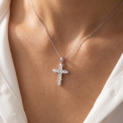 1/2ct Diamond 14K White Gold Cross Pendant Necklace (G-H, I1)