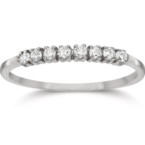 Eight Stone Diamond Wedding Stackable Guard Band Ring 14K White Gold (G-H, I2-I3)