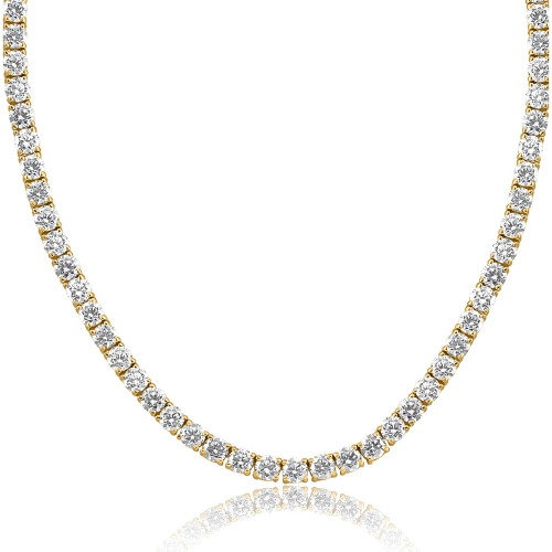 29 Ct Diamond Tennis Necklace 14K Yellow Gold 16" Lab Grown (F-G, VS)
