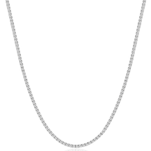 8Ct TW Diamond Tennis Necklace 4-Prong 14k White Gold 16" Lab Grown (F-G, VS)