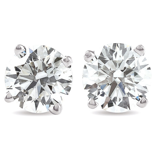 1.50Ct Round Brilliant Cut Natural Diamond Stud Earrings in 14K Gold Basket Setting (G-H, I2-I3)