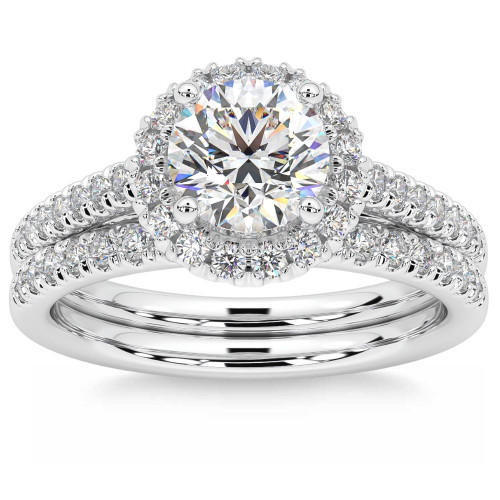F/VS 1.50Ct Halo Diamond Engagement Wedding Ring Set 14k Gold Lab Grown (F-G, VS) F/VS 1.50Ct Halo Diamond Engagement Wedding Ring Set 14k Gold Lab Grown (F-G, VS)