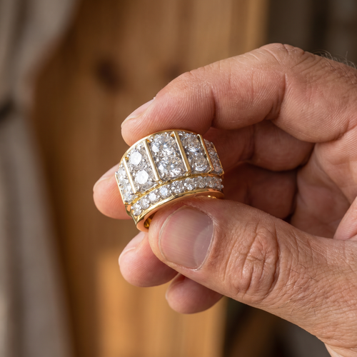 7Ct Diamond Mens Anniversary Ring in 10k Yellow Gold (H-I, I1)