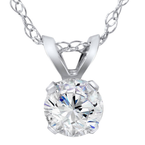 5/8ct Round Diamond Solitaire Pendant 14K White Gold (H-I, I2-I3)