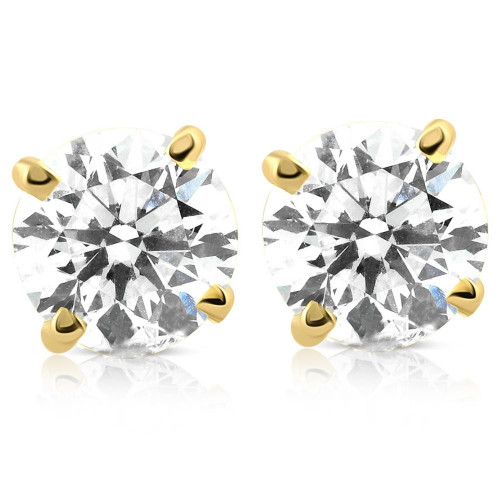 4 cttw Round Diamond Screw Back Studs 14K Yellow Gold (H-I, I2-I3)