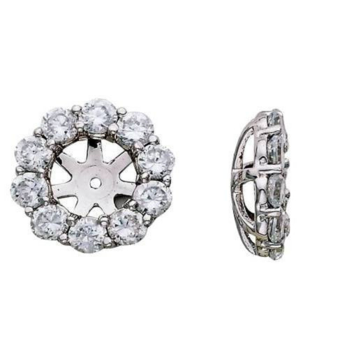 1 1/2ct Diamond Halo Earring Studs Jackets White Gold (6-6.7mm) (G-H, SI)