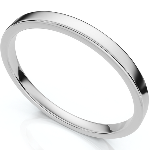 2mm Flat High Polished Wedding Band 14K