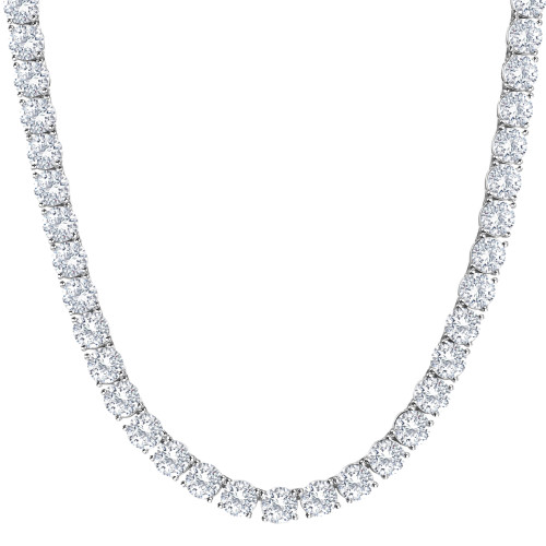 87.80Ct TW Diamond Tennis Necklace 14k White Gold 18" Lab Grown (F-G, VS)