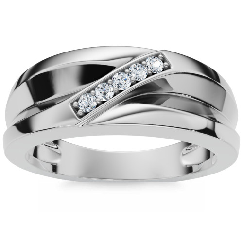 Mens High Polished White Gold Diamond Anniversary Ring (G-H, I1)