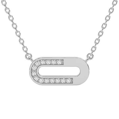 Diamond Paper Pendant 14k Gold 18" Necklace Lab Grown 1/2" Wide (G-H, VS)