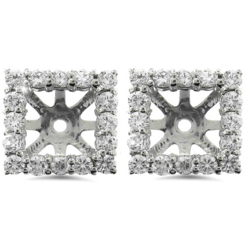 1 1/4ct Princess Cut Diamond Halo Earring Jackets White Gold (5.5-6mm) (G-H, I1) 1 1/4ct Princess Cut Diamond Halo Earring Jackets White Gold (5.5-6mm) (G-H, I1)