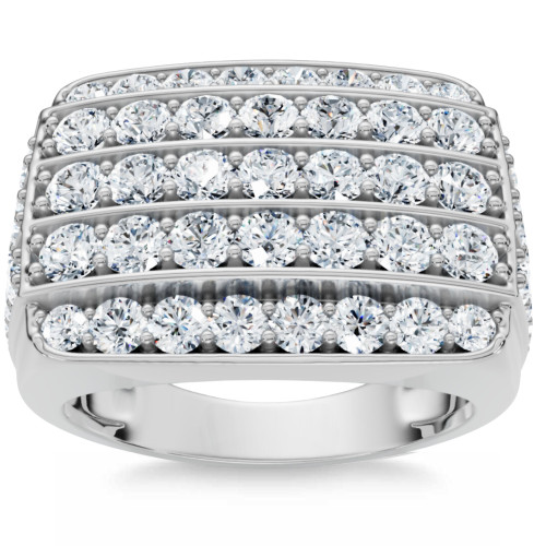 3Ct Wide Diamond Men's Ring 14k White or Yellow Gold Lab Grown (G-H, VS)