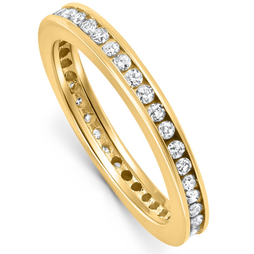 1/2Ct TW Channel Set Lab Grown Diamond Eternity Wedding Stackable Ring 14k Gold (F-G, VS)