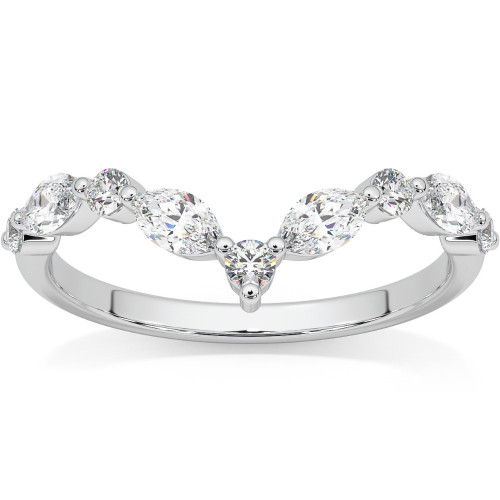 .60Ct Diamond Guard Insert V Shape Marquise Wedding Ring 10k Gold Lab Grown (F-G, VS2-SI1) .60Ct Diamond Guard Insert V Shape Marquise Wedding Ring 10k Gold Lab Grown (F-G, VS2-SI1)