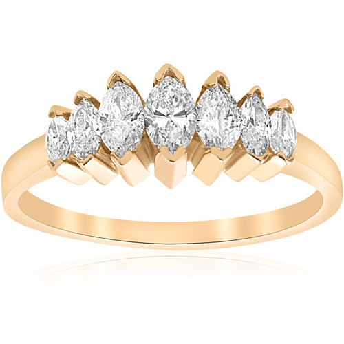 14k Yellow Gold 3/4ct Marquise Diamond Wedding Anniversary Ring Womens Band (G-H, SI)