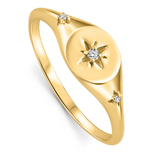 Diamond Starburst Stackable Ring 14k Yellow Gold (G-H, I1) Diamond Starburst Stackable Ring 14k Yellow Gold (G-H, I1)
