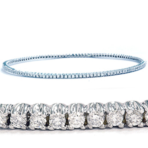 14K White Gold 1 5/8ct Diamond Bangle Cuff Bracelet (G-H, I2-I3)