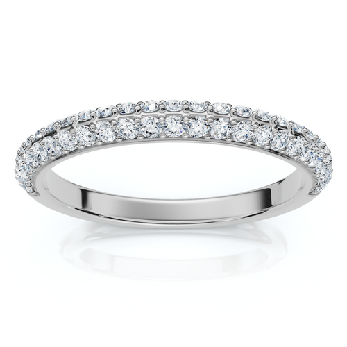 1/4Ct TW Diamond Micro Pave Wedding Ring Stackable Band 14k Gold Lab Grown (F-G, VS)