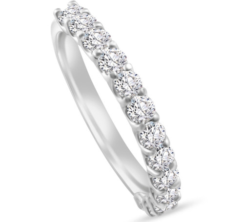 1Ct TW Round Cut Diamond U Prong Wedding Ring Stackable Band 14k Gold Lab Grown (F-G, VS2-SI1)