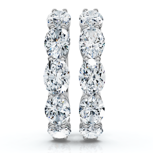 1 - 5Ct Diamond Oval Shape Hoops 14k Gold Lab Grown Women's Earrings