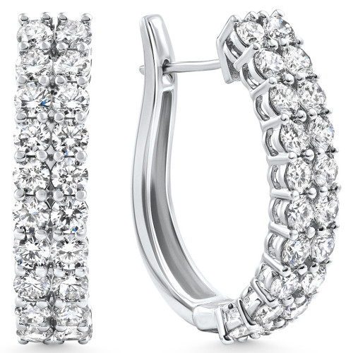 1 - 5 Ct Double Row Diamond Hoops 14k Gold Lab Grown Women's Earrings 1 - 5 Ct Double Row Diamond Hoops 14k Gold Lab Grown Women's Earrings