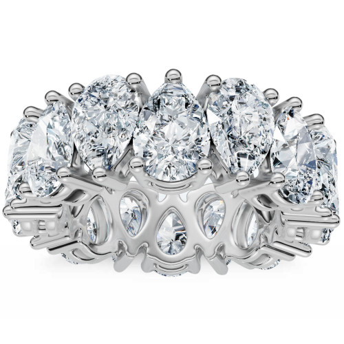 5.10Ct Pear Shape Diamond Eternity Womens Ring 14k Gold Lab Grown Stackable Band (F-G, VS)