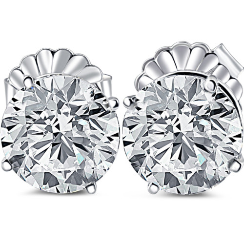 12Ct Certified Lab Grown Diamond Studs in 14k White Gold (G-H, VS2-SI1)