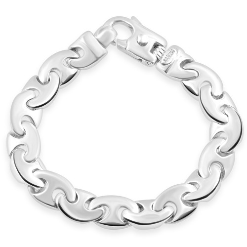 Men's Circular Marine 14k Gold (85g) or Platinum (160g) 11mm Link Bracelet 8.5"