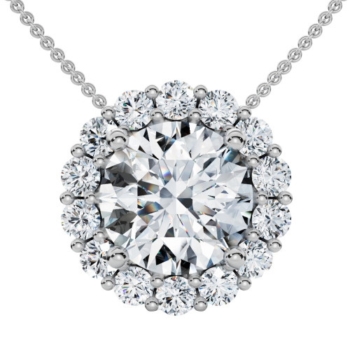 Certified 3 1/2Ct Halo Diamond Pendant Lab Grown 14k Gold Women's Necklace (F-G, VS)