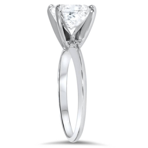 1CT Princess CUT DIAMOND SOLITAIRE ENGAGEMENT RING 18K WHITE GOLD ENHANCED 7.5 