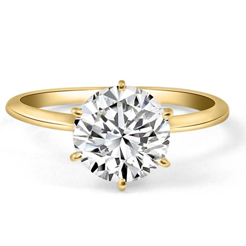 Certified 2CT Lab Grown Diamond Solitaire Engagement Ring 14k Yellow Gold (D-E, VVS)