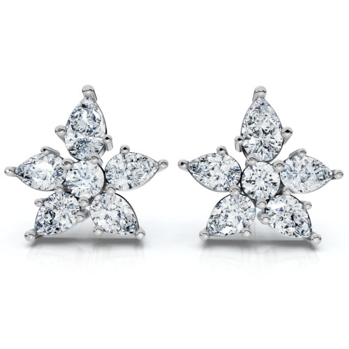 2Ct Pear Shape Cluster Diamond Earrings 14k Gold Lab Grown Women's (F-G, VS)