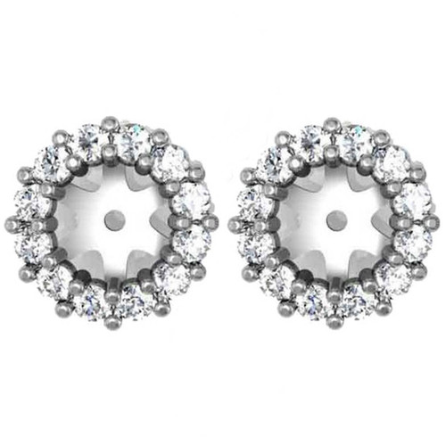 1/2ct Halo Diamond Earring Jackets 14K White Gold (5-5.5mm) (G-H, I1)