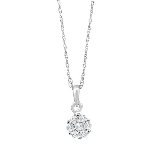 Small Pave Real Diamond Pendant 10k White Gold 18" Women's Necklace (G-H, I1)