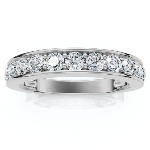 4/10Ct Channel & Prong Set Half Eternity Wedding Band 14k Gold Lab Grown (E-F, VS)