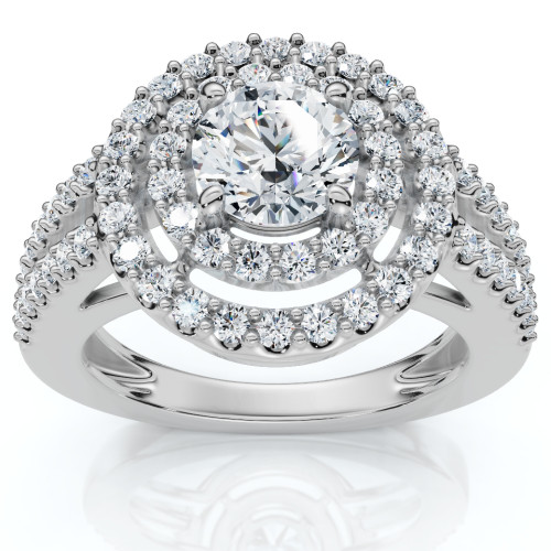 1 1/2Ct Double Halo Diamond Engagement Ring 14k Gold Lab Grown (F-G, VS)